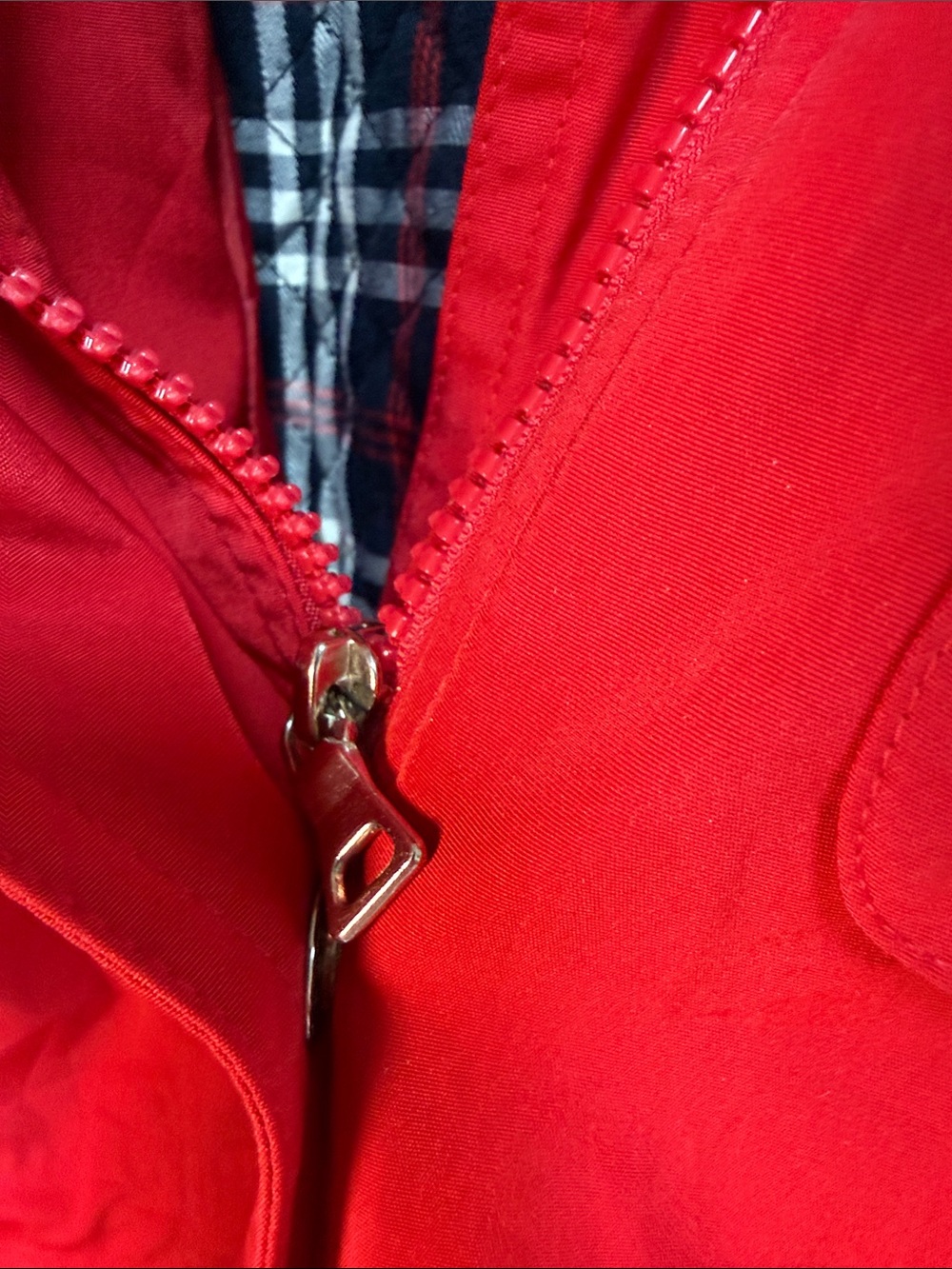 Bright RED London Fog Hooded Trench Coat CLASSIC PLAID LINING FABULOUS - Picture 4 of 11